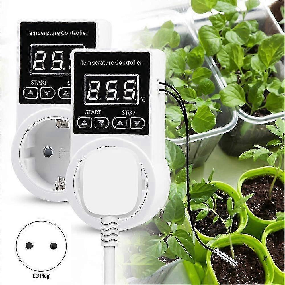 1Pcs Thermostat Socket with Sensor, Digital Temperature Controller Socket, Waterproof Temperature Switch EU Plug