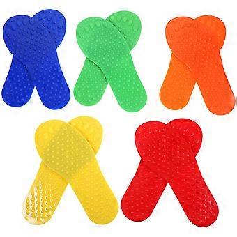 Voetafdrukmarkeringen voor voetbaltraining, 10 stuks, diverse kleuren.