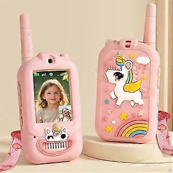 2 Pack Rechargeable Kids Walkie Talkies with Screen Voice Changer Age 3-8