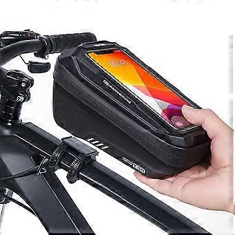Waterproof Bicycle Top Tube Phone Bag, TPU Touch Screen Handlebar Pouch for Smartphone Under 6.7 Inches
