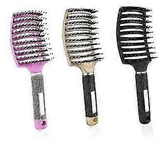 Curved Boar Bristle Detangler Brush Pack