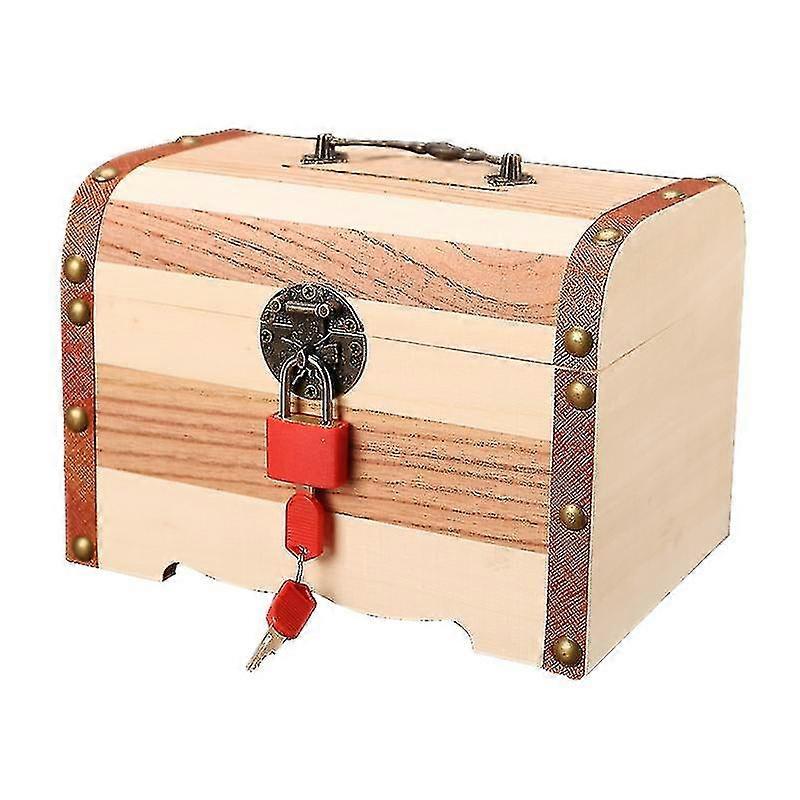 Rustic Wooden Chest With Functional Lock