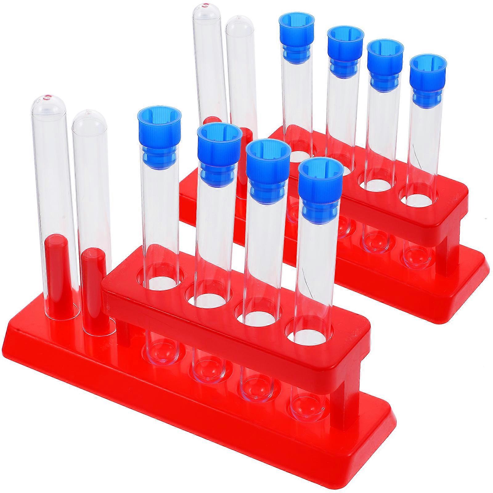 Test Tubes Kit Plastic Tubes for Experiment with Storage Rack 1Set