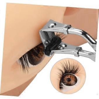 Silver Eyelash Curler with Refill Pads - Mini Lash Curler for All Eyelash Shapes - Professional Silicone Makeup Tool with Precision Tweezers - 2-in-1 