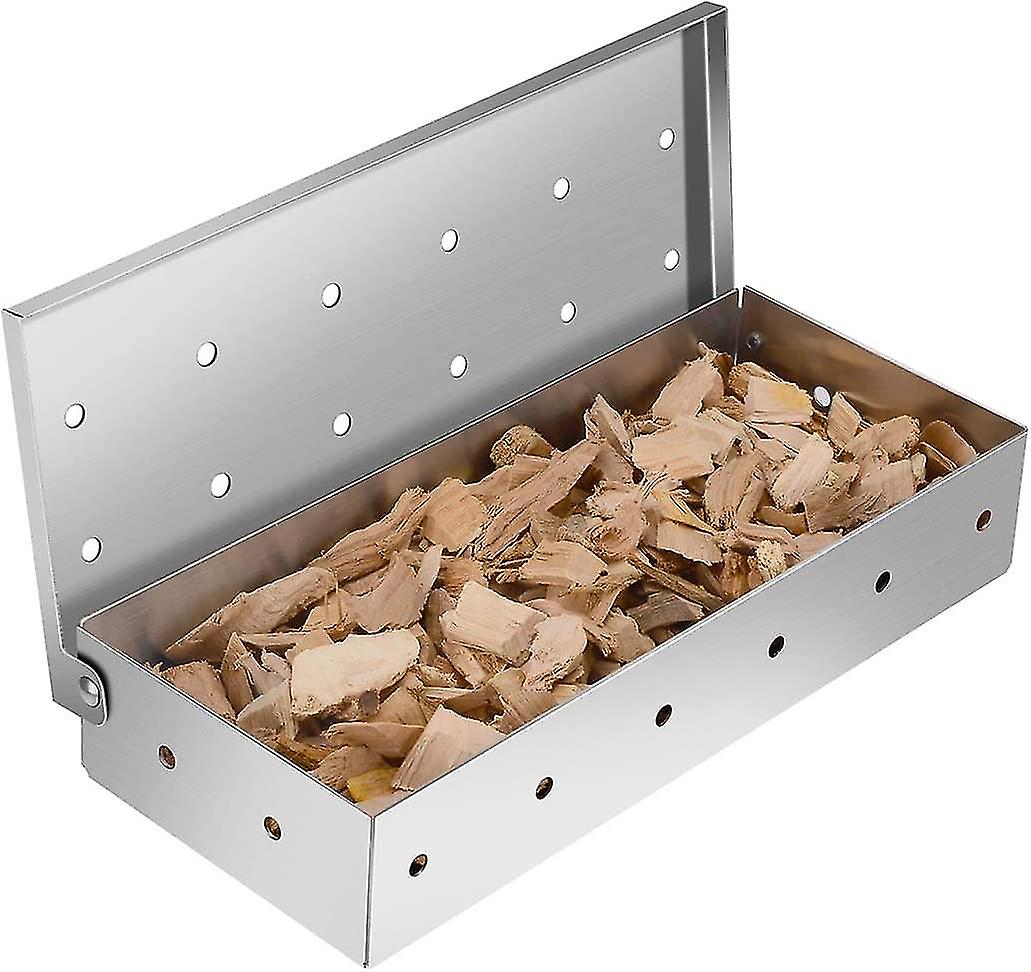 Rygerboks til grill, grillflis, stor kapacitet tyk, rustfri...