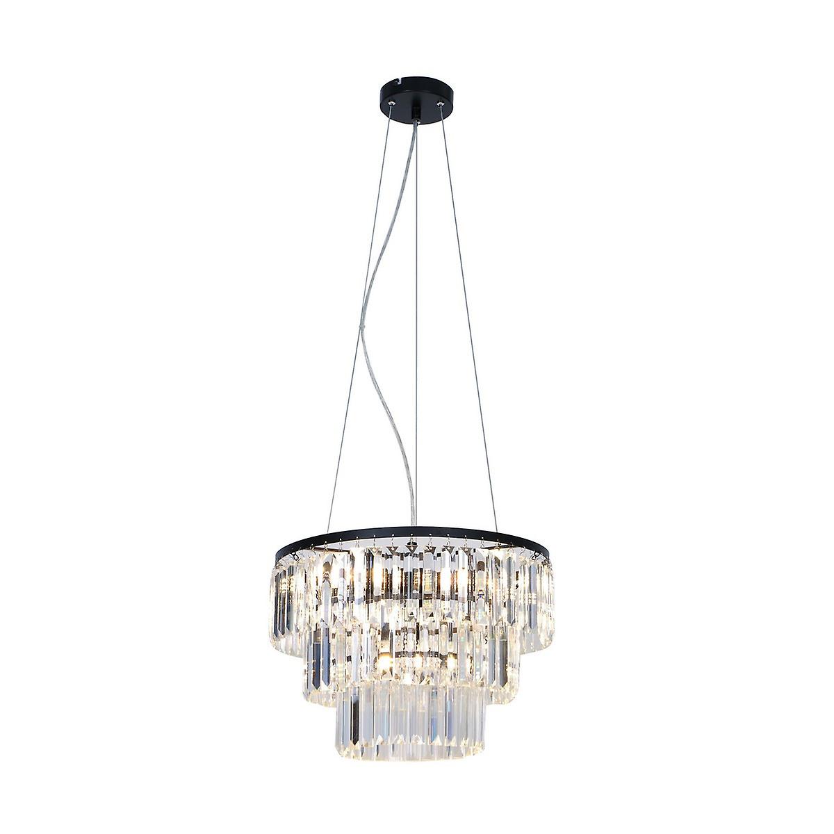 Zumaline Tifanny Crystal Pendant Ceiling Light, Black, Clear, 4x E14