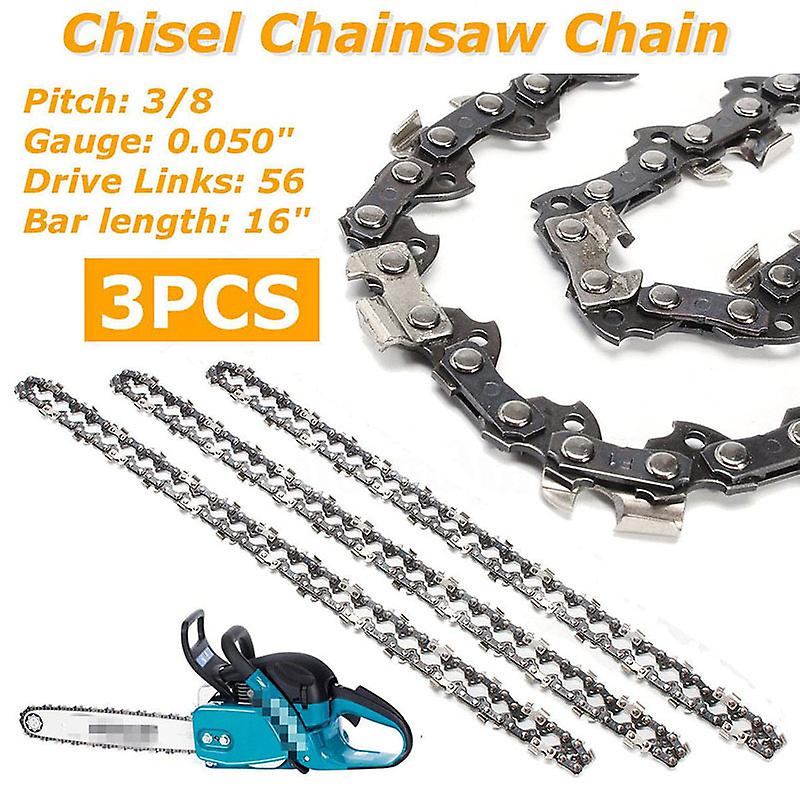 3pcs Semi Chisel Chainsaw Chain 16\" 3/8\" Lp 0.050\" 56dl Bar For Dc Uc Nb 361 365 36 Dcs300 Dcs330s Dcs33oth