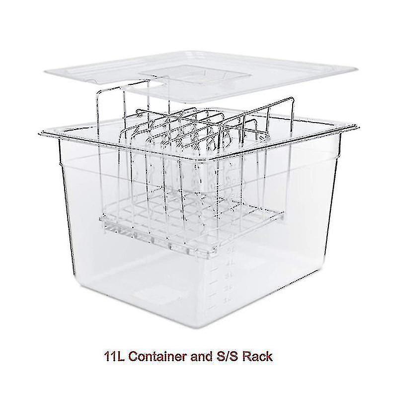 Stainless Steel Sous Vide Rack And 11l Sous Vide Cooker Containers Sets Detachable Dividers Separator For Immersion Circulators(,rack N 11l Container)