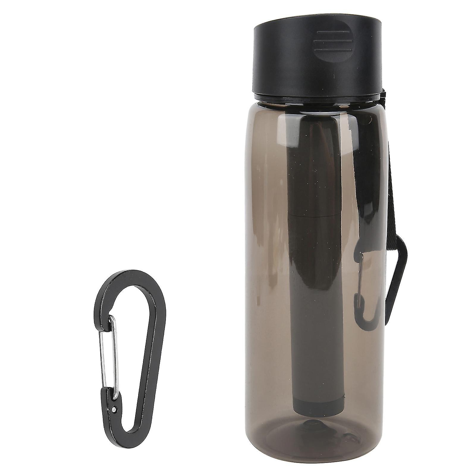 Filtered Water Bottle With Integrated Filter Straw Camping Emergency Water Bottle Purifierblack