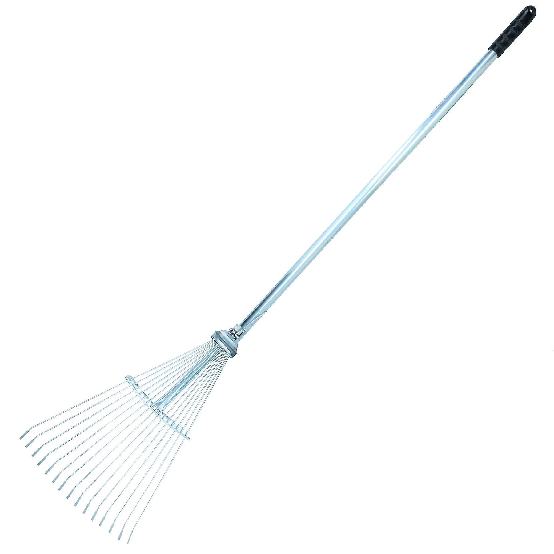 Expanding Lawn Rake Soil Leaves Leaf Raker 15 Teeth 190 - 570mm Span