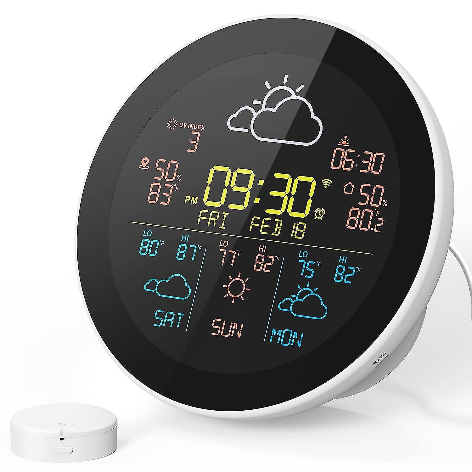 Tuya Wifi Intelligent Weather Clock 3-day Weather Forecast Weather Station Wireless Thermometer Hygrometer Lcd Display 3 Sensors