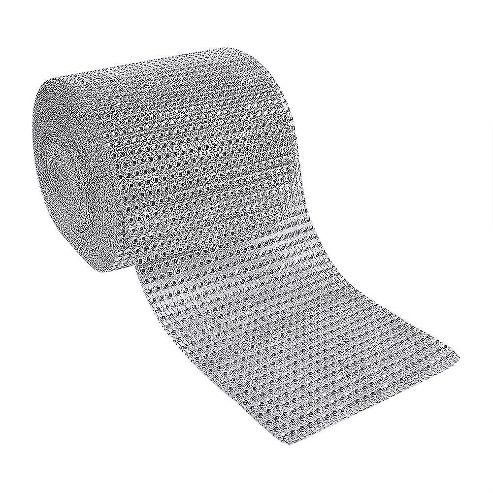 Plastic Diamond Rhinestone Mesh Ribbon 10 Yards Roll 24 Rows Sparkling Wedding Decor Trim