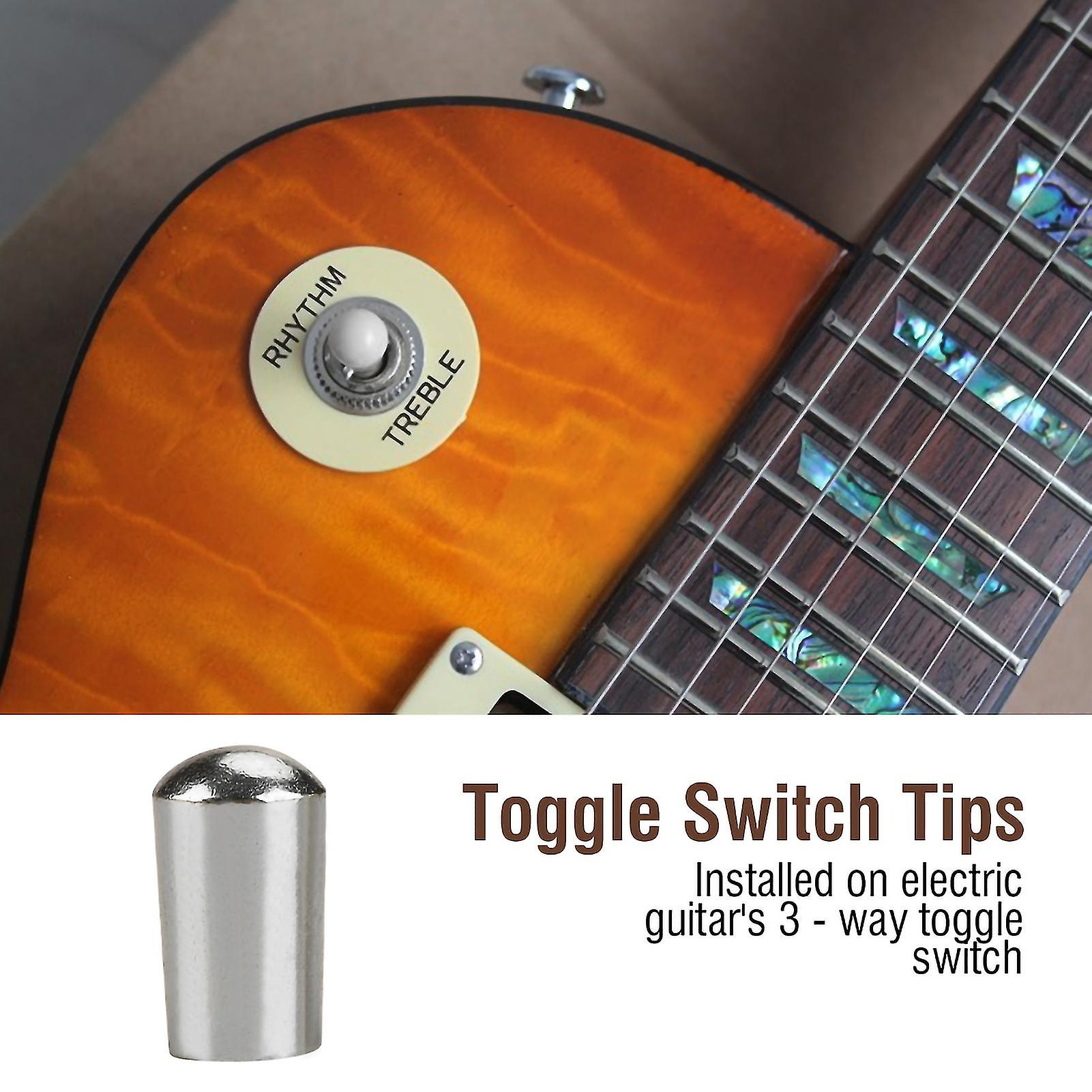 3Pcs Copper 3 Way Toggle Switch Knob Tips 3.5mm Silver Guitar