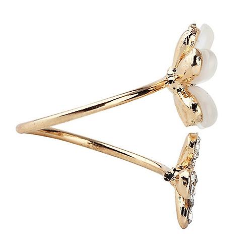 1Pc Elegant Double Daisy Flower Ring Rhinestone Adjustable Open Ring Jewelry