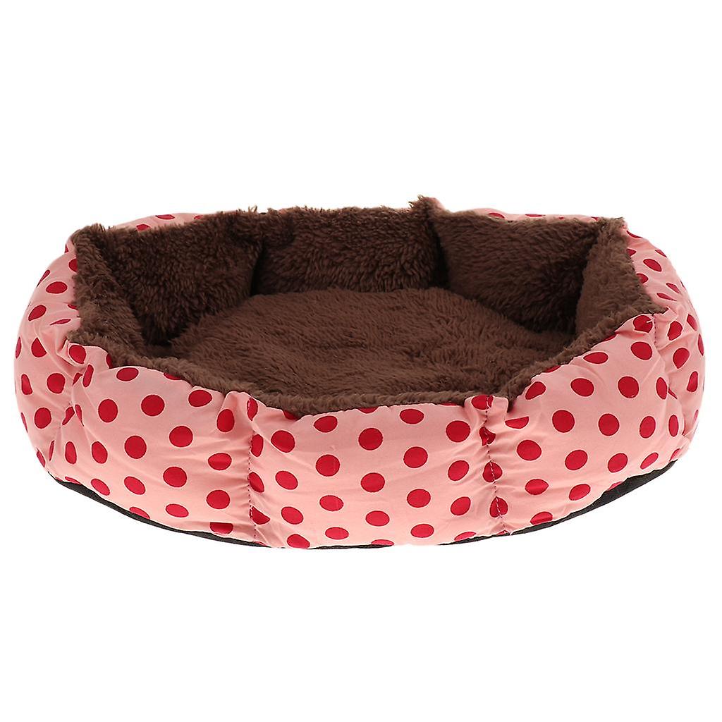 Softable and Comfortable Round Shape Dots Pattern Dog Cat Basket Bed