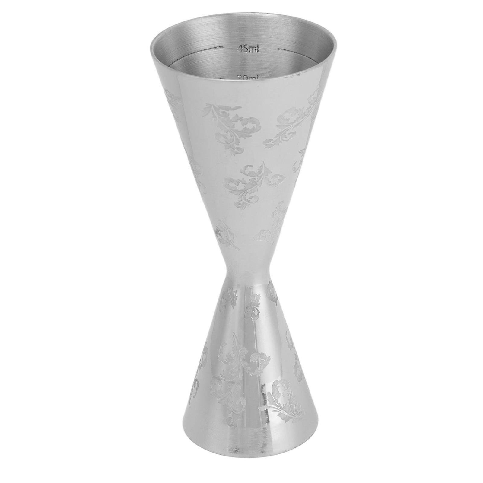 Jigger Stainless Steel Leaves Stripe Double Head Cocktail Bartending Jigger Cup for Bar 30ml 60ml