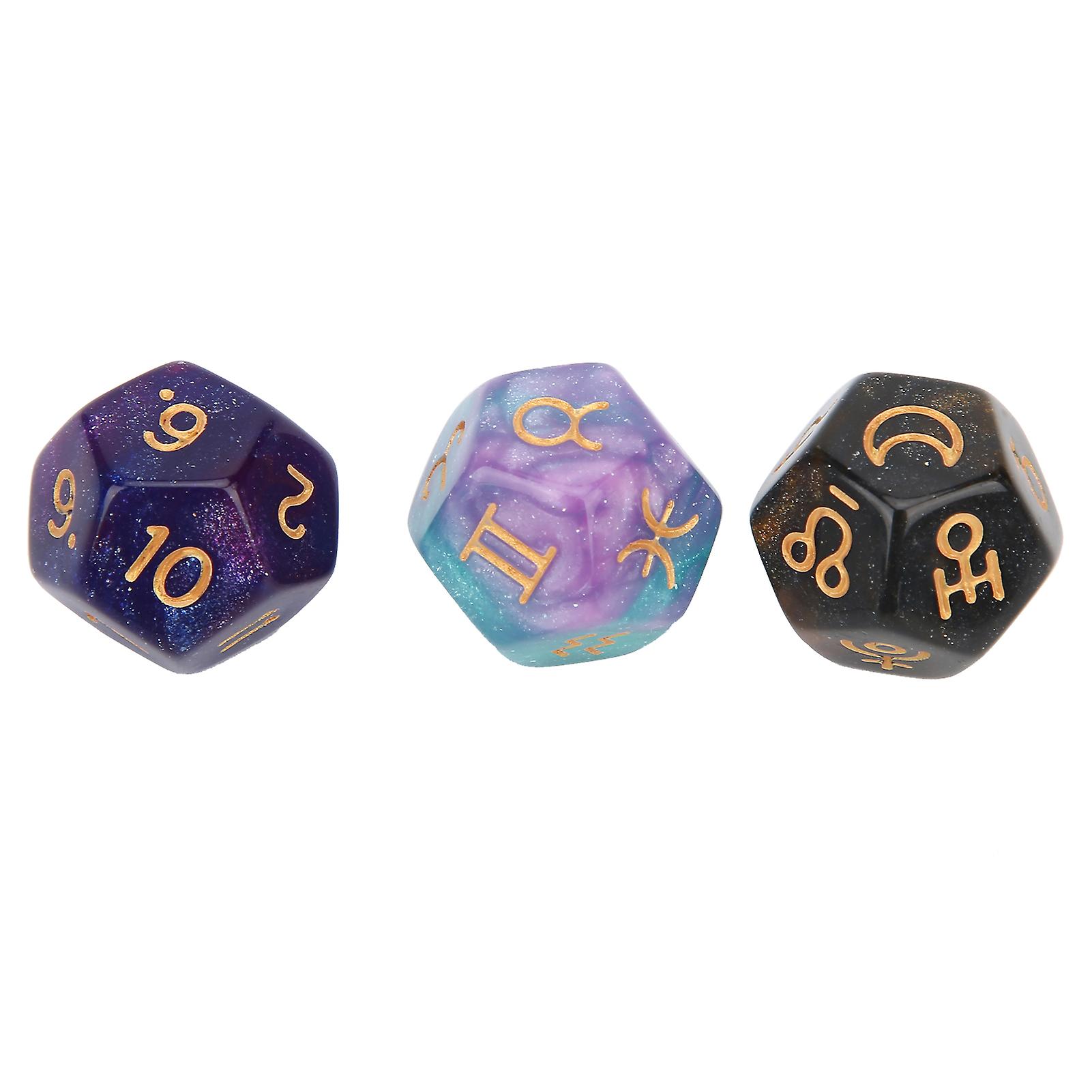 Set of 3 Resin Divination Dice for Tarot and Astrology, 12-Sided Fun for Gatherings