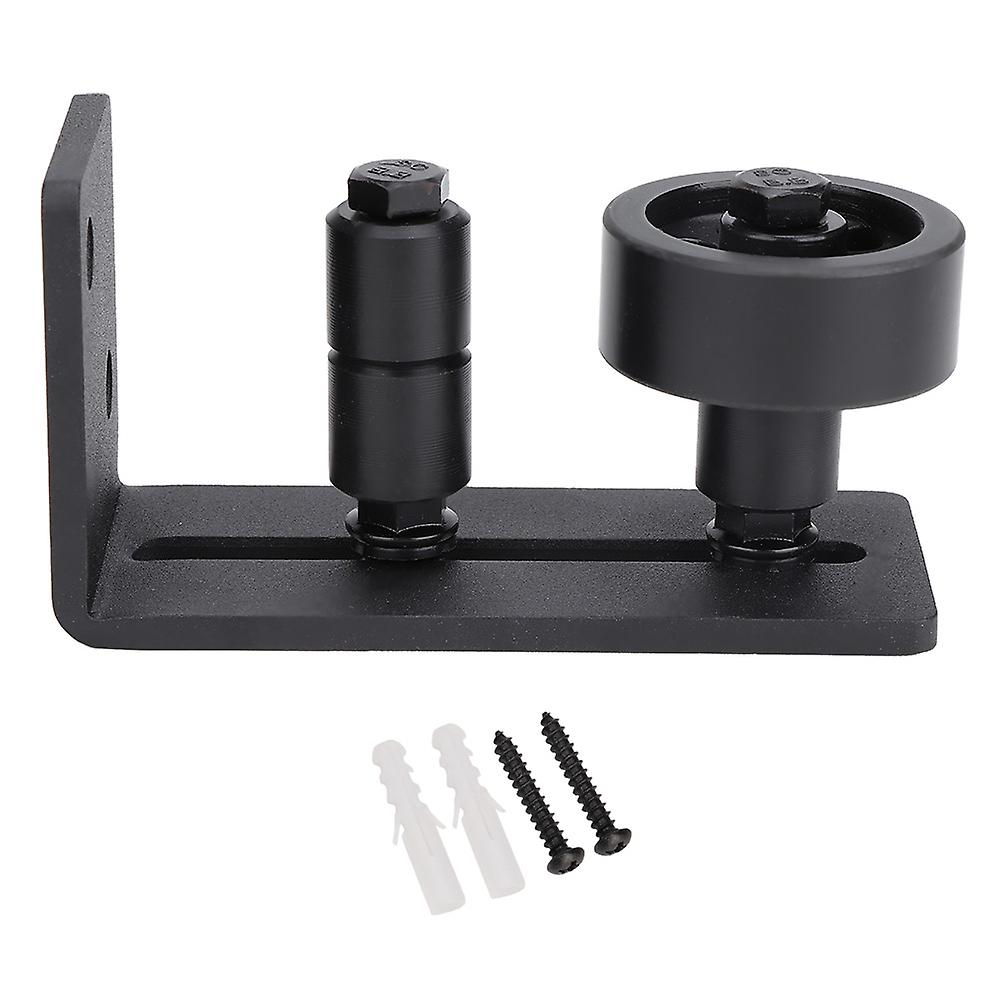 Adjustable Carbon Steel Floor Guide for Sliding Barn Door, Double Roller with Small Roller Smooth Quiet Operation, Easy Install for Wood Doors
