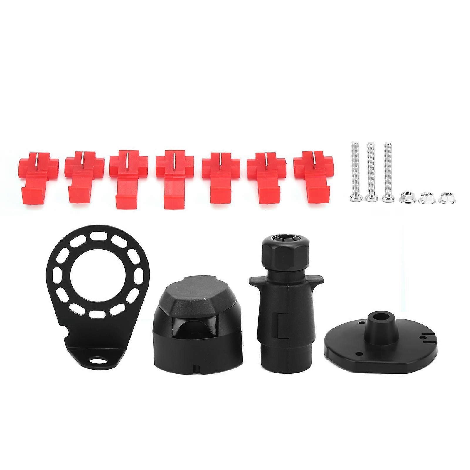 Trailer Plug Connector Kit 7 Pin 92x50mm Universal Corrosion Resistant Iron Durable