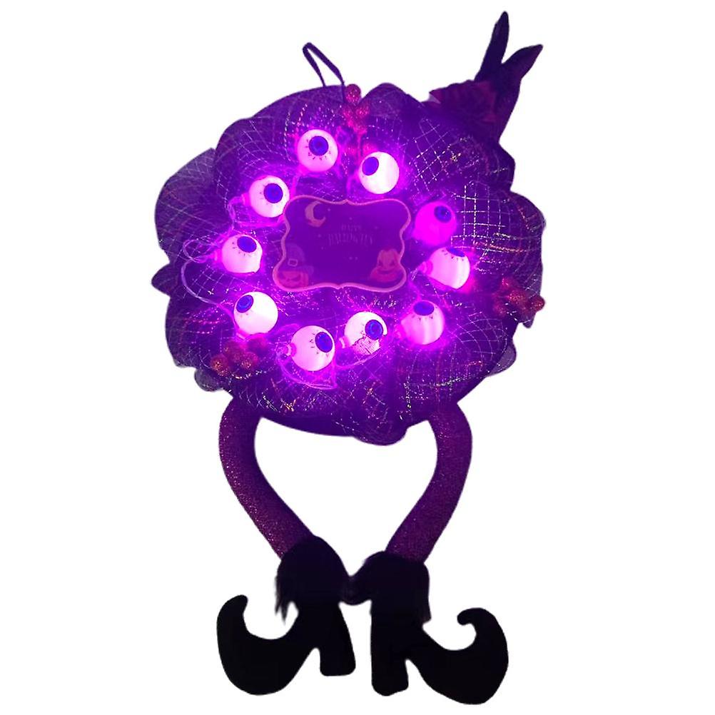 Artificial Halloween Decorations, Unique Design For Sparkling Halloween Decoration, Decorative Halloween Wreath With Glowing Led Eye String Lights,