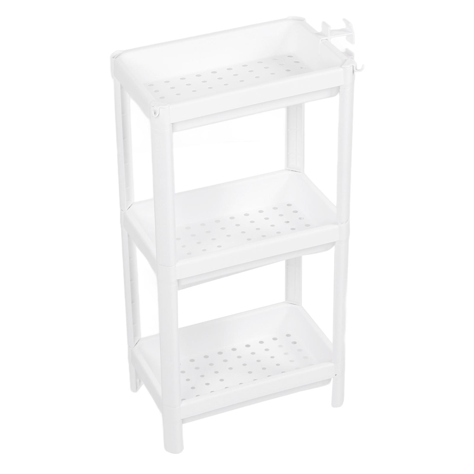 White 3-Layer Plastic Bathroom Tower Shelf Freestanding Organizer