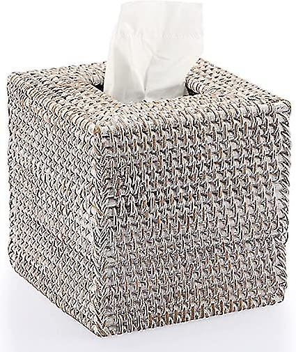 Square rattan tissue cover holder decorative cube fabric storage box tissue paper holder box distrac