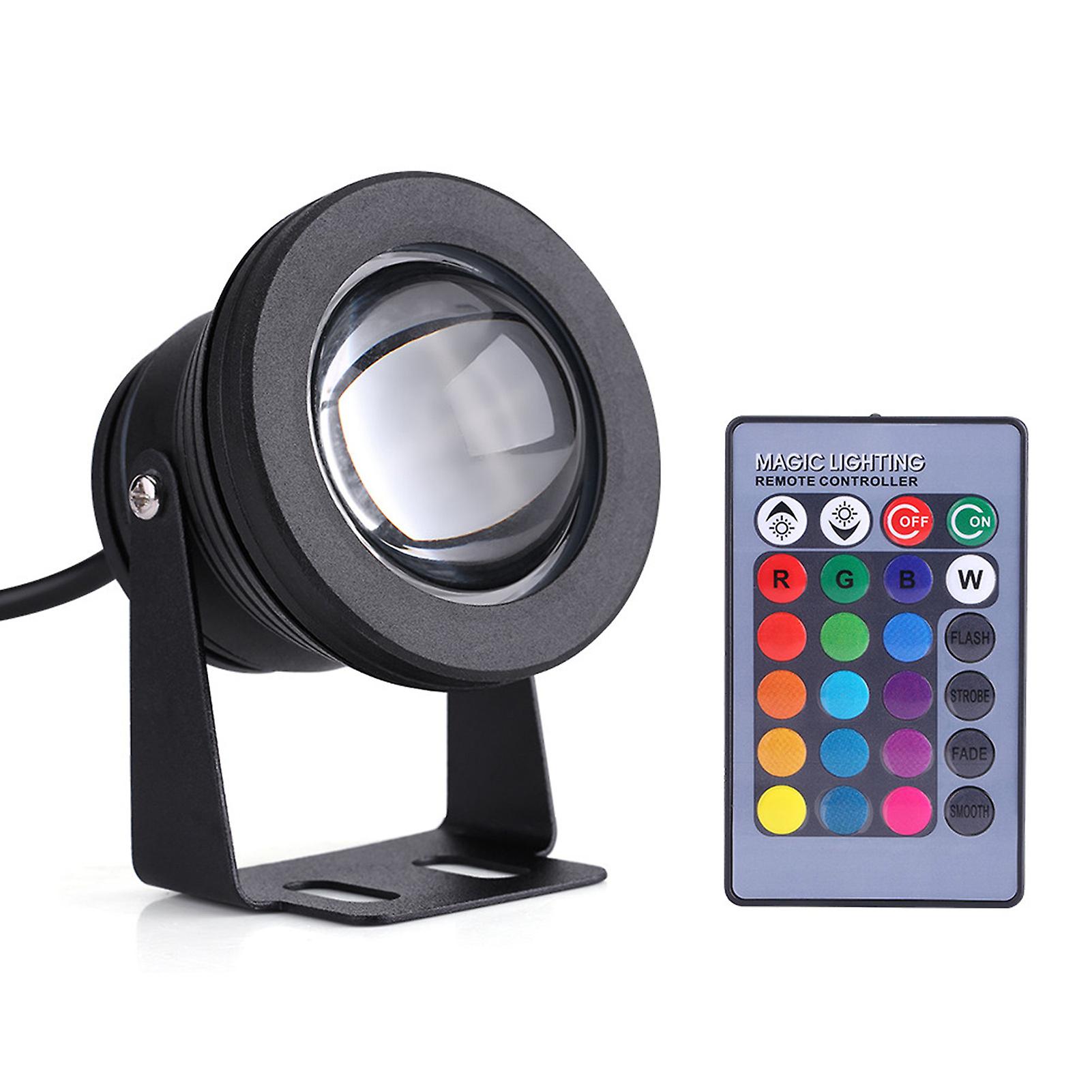 VOBOR Marine Boat Yacht 10W 12V RGB LED Spot Light Rainproof Lamp with Remote Control (Black Shell)