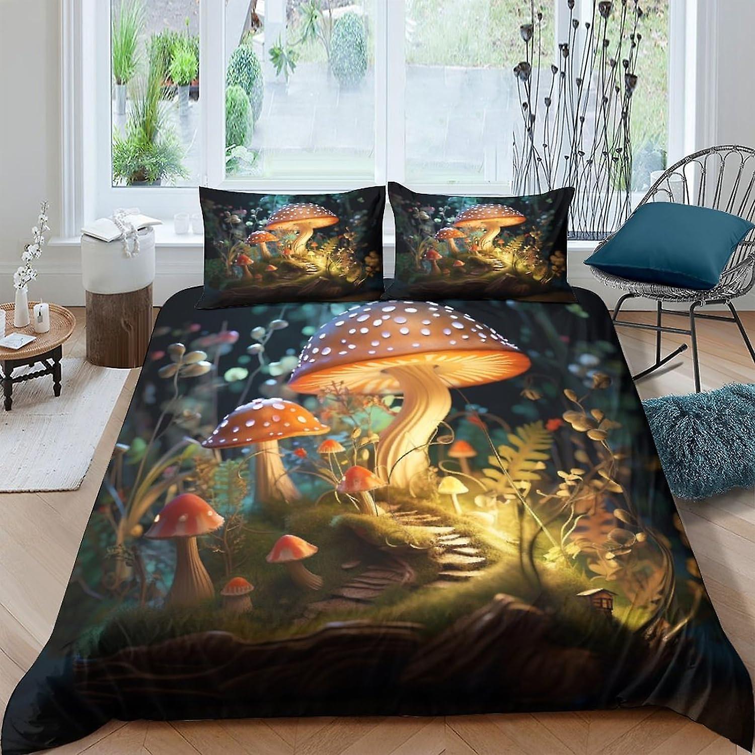 VCLUST الخيال الفطر الفراش لحاف غطاء مجموعة ستوكات الجنية الغابات المعزي غطاء 3D طباعة لحاف غطاء مع 3 قطعة مجموعة أكياس وسائد ل Childre