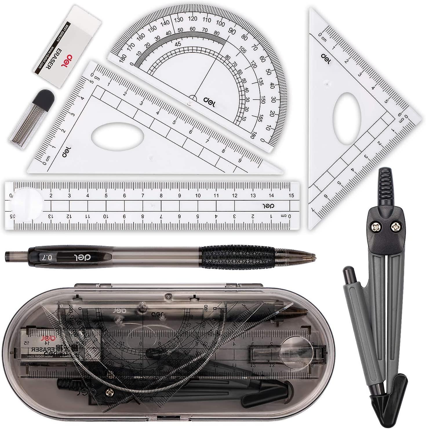 Compass Set, Compass for Geometry Math Geometry Kit 8 Pieces - Student Supplies Drawing Compass