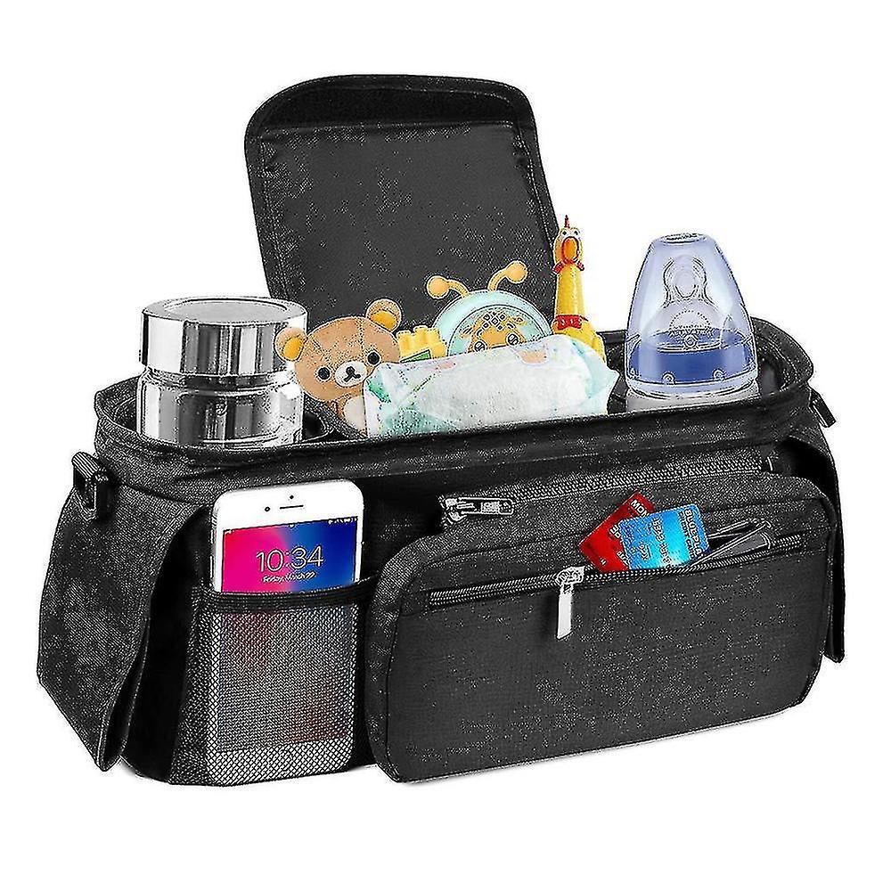 Stroller Organizer With Insulated Cup Holder Detachable Bag & Shoulder Strap, Fits For Most Stroller