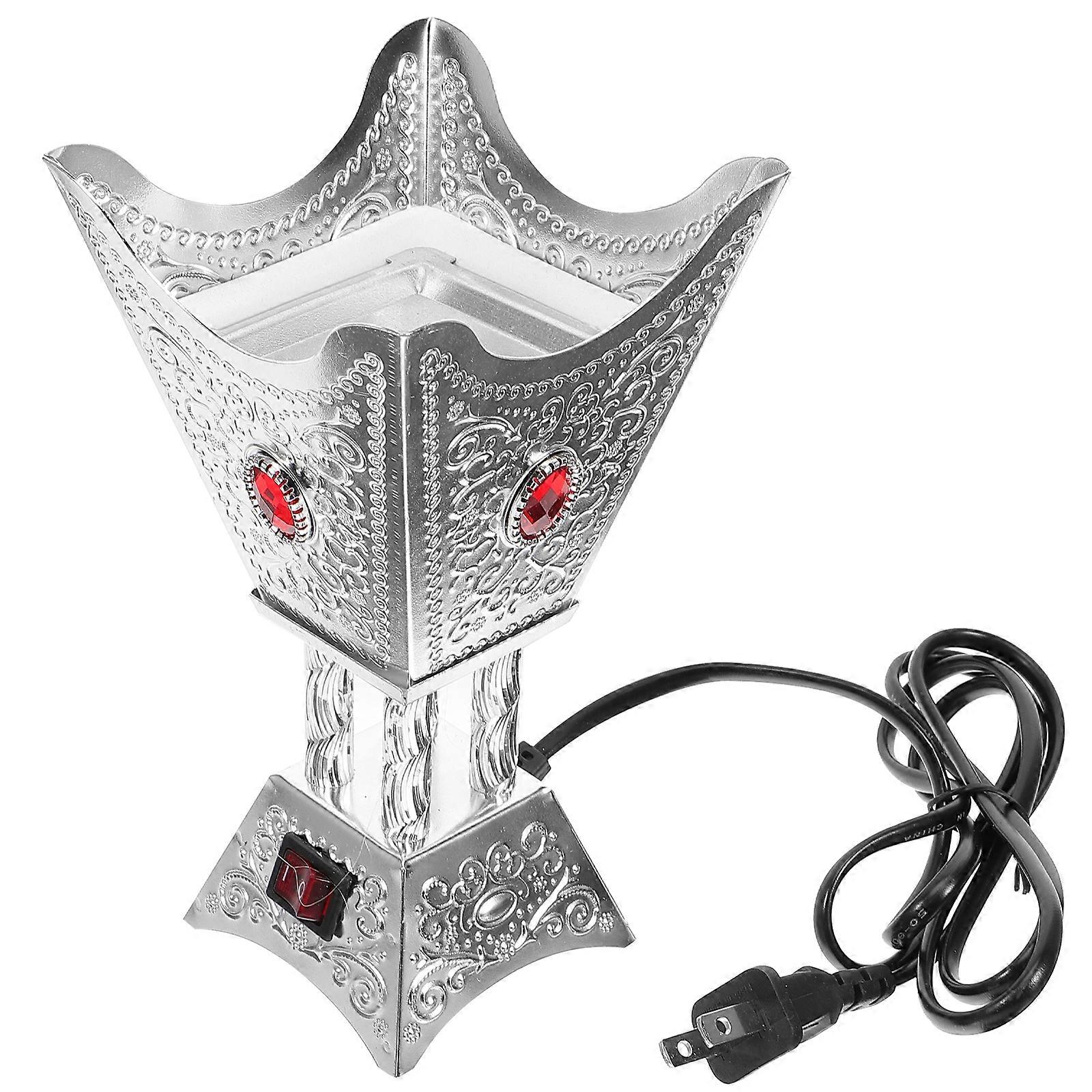 Incense Burner Metal Antiquing Censer Holder Desktop Censer Burner Centerpiece(US Plug)