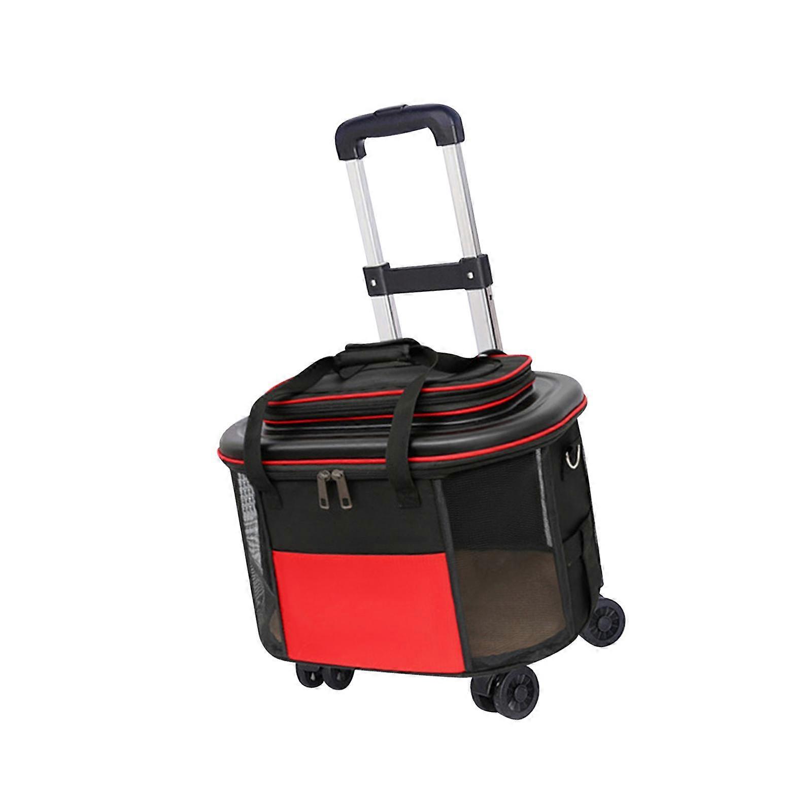 Kattbur med hjul Axelremsväska Resehållare för resor Vandring Utomhus Röd