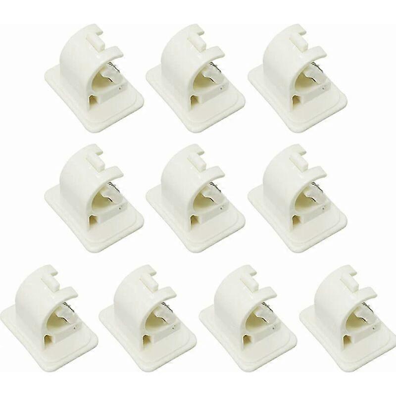 Set of 8 Hooks Self Adhesive Curtain Rod Bracket, No Drilling Drapery Hook Brackets, Rod Holder, for Towels, Curtains, Coats, White