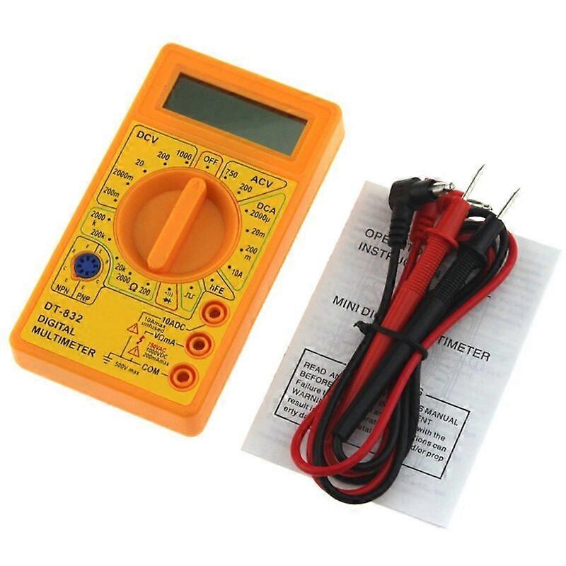 1999 DT-832 Digital Multimeter AC/DC Amp Counts Volt Ohm Tester Voltmeter Ammeter Multimeter Yellow