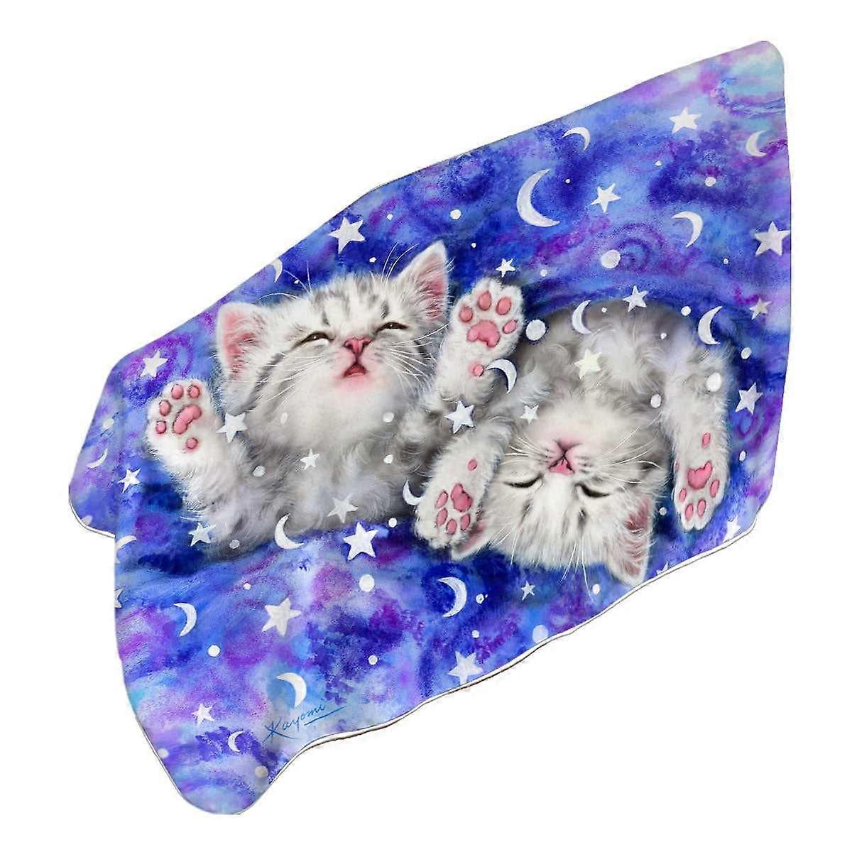 Two Grey Kitty Cats Sweet Slumber Night 超细纤维沙滩巾