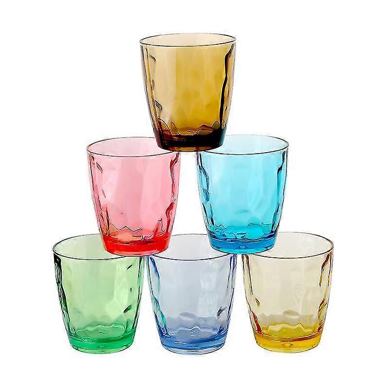6 Akrylfärgad Vattenflaska Dricka Glas Färgade, Diamond Line-YuJia