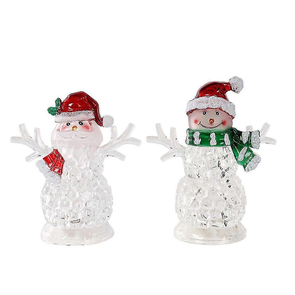 2pcs Christmas Electronic Led Lights Ice Snowman Small Lights Table Ornaments