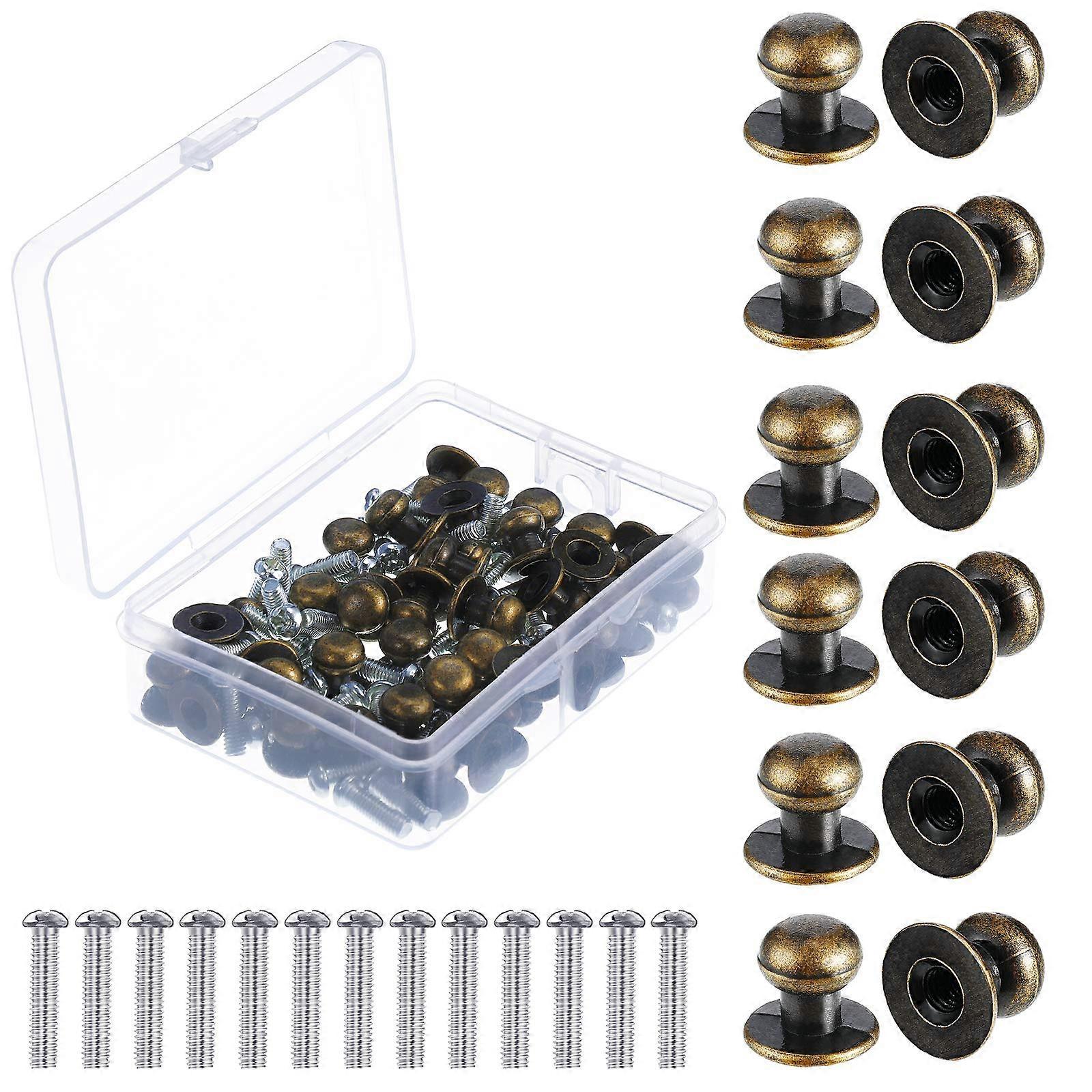 36 Pieces Mini Round Head Knobs Bronze Drawer Knob Vintage Antique Metal Round Head Handle Knobs with Scr YCJ