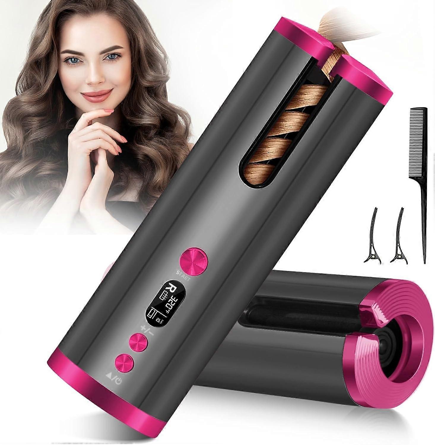 Automatic Curling Iron, Large Curls, LCD, Ceramic Professional Curler with 6 Temperature Levels, Negative Ion Curling Iron for Hair, Long, Short