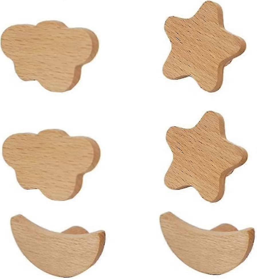 Kids Door Knobs Star Moon Clouds Shape Cupboard Knobs Creative Wardrobe Handle Home Decoration 6 Pcs Door Handles