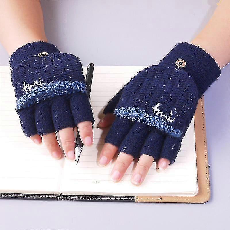 winter warm- knitted stretch, touch-screen half-finger gloves