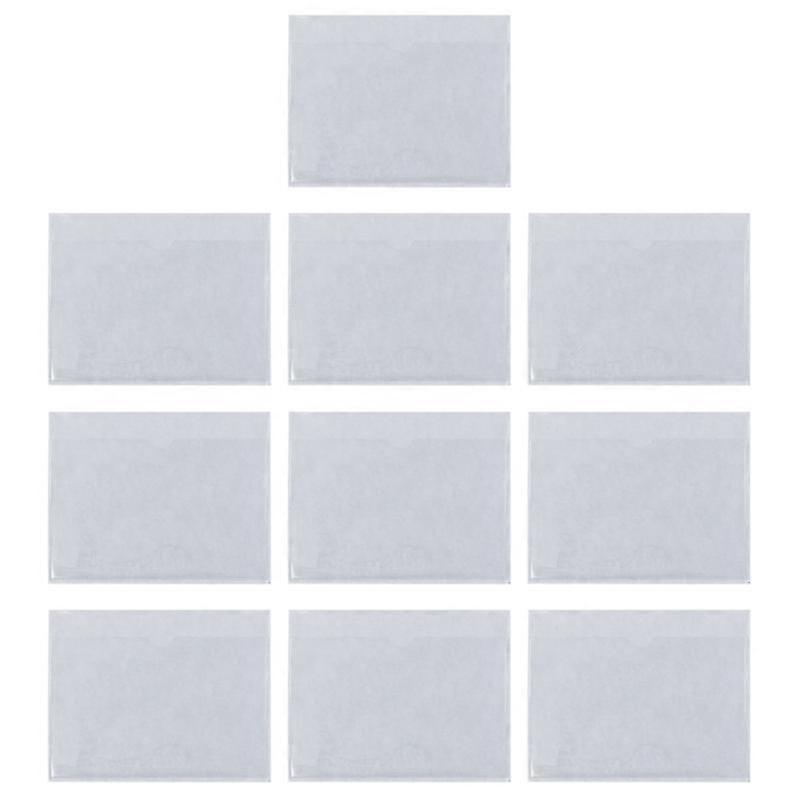 10pcs Self-Adhesive Cards Pockets With Open Sides Clear Plastic Cards Pockets