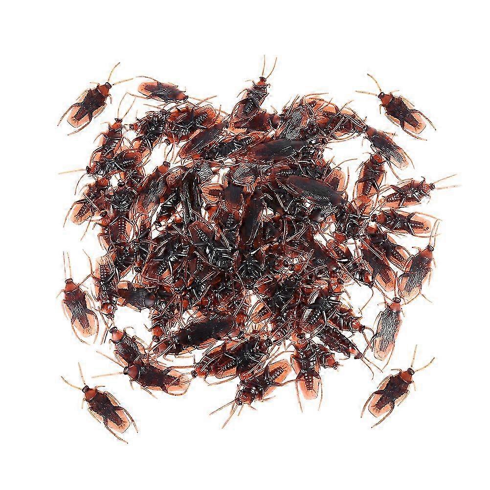 60pcs Fake Roach Simulation Cockroaches Prank Novelty Plastic Cockroach Bugs Look Real for Halloween (Brown) - JA