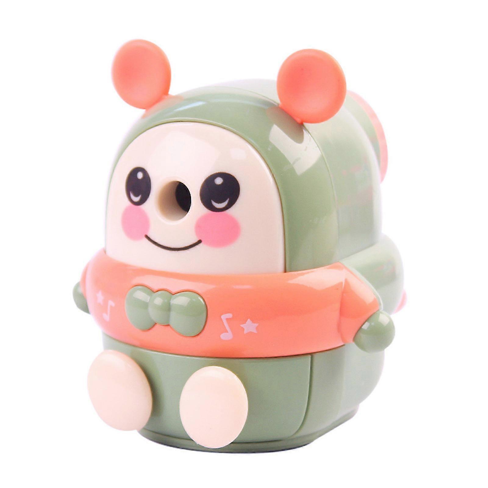 Manual Pencil Sharpener Green Auto Feeding Large Shavings Bin High Safety Hand Crank Pencil Sharpener for Home School