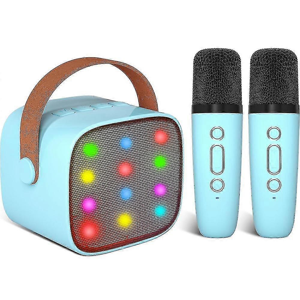 Macchina per karaoke per bambini con 2 microfoni wireless, macchina per karaoke portatile con Bluetooth per bambini adulti, effetti di cambio voce e luci a led