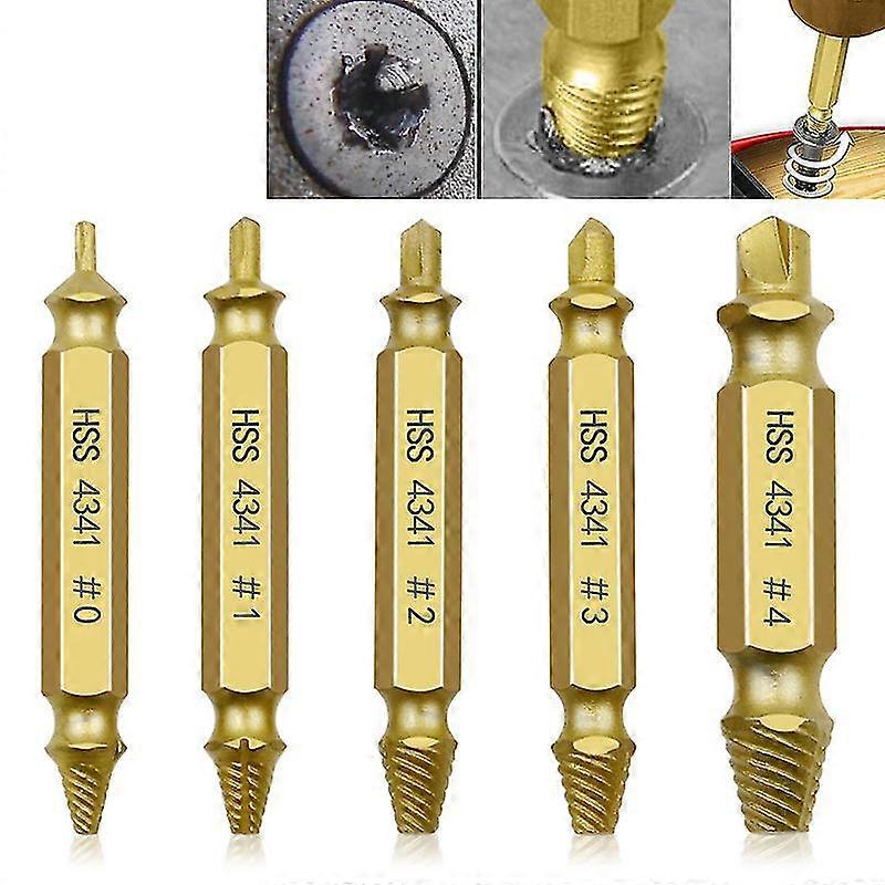 5x Double- Screw Ctor Speed Out Bits Set Bolt Remover Tool