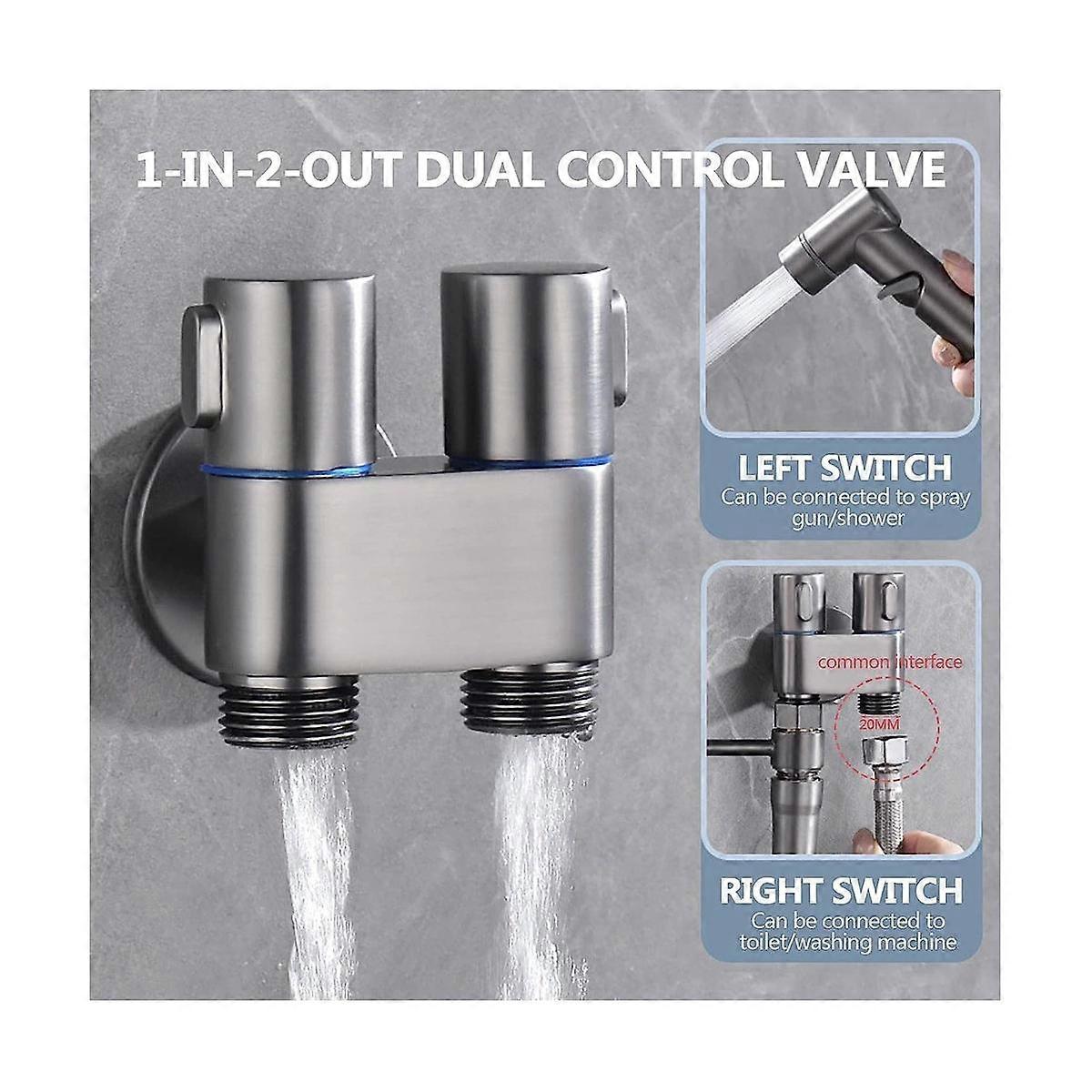 Mini Multi-Function Faucet Brass 1 Into 2 Out Dual Control Washing Machine Chrome Tap for Washing M