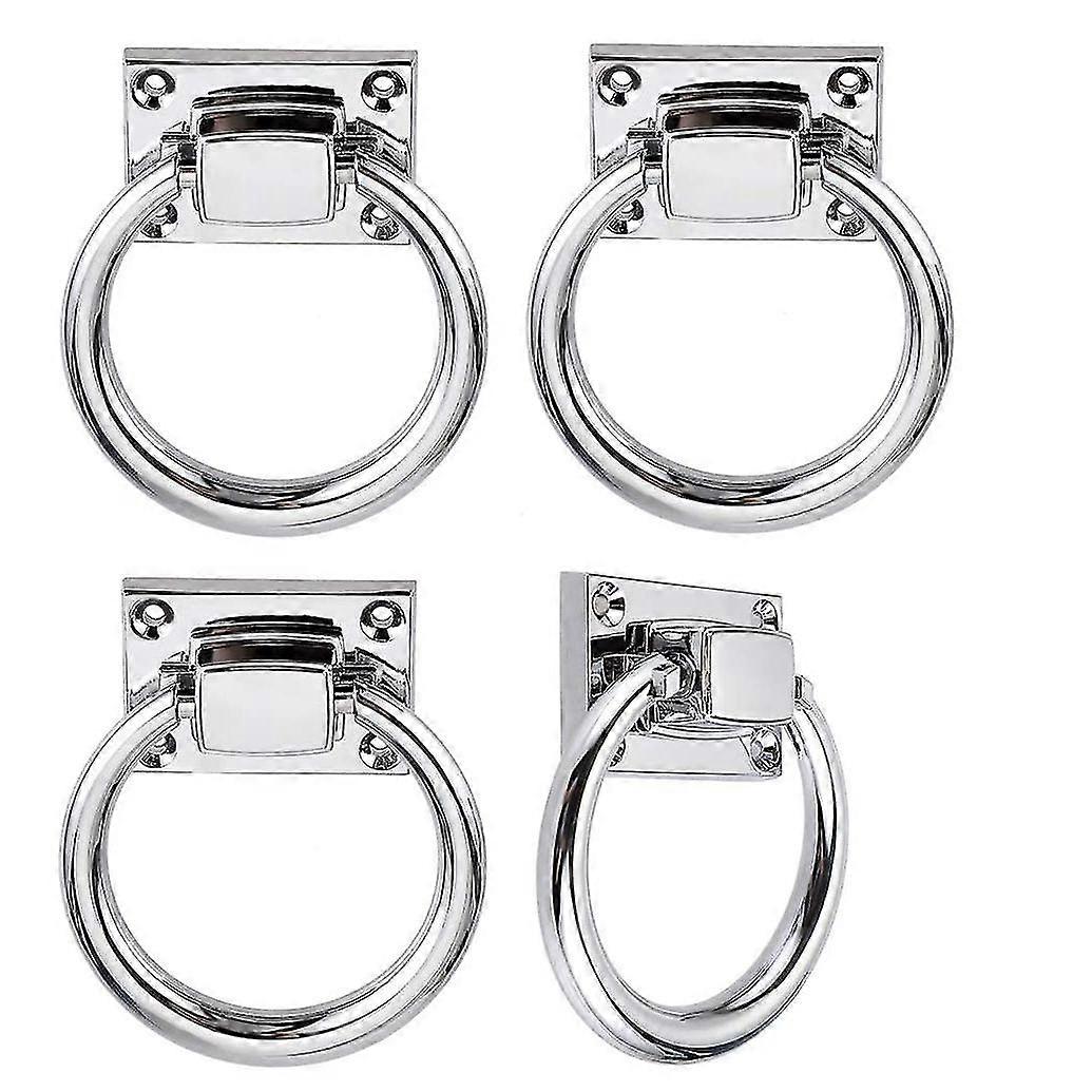 4pcs Cabinet Ring Pull Handle Furniture Knobs Pull For Door Drawer Bedside Tablesilver