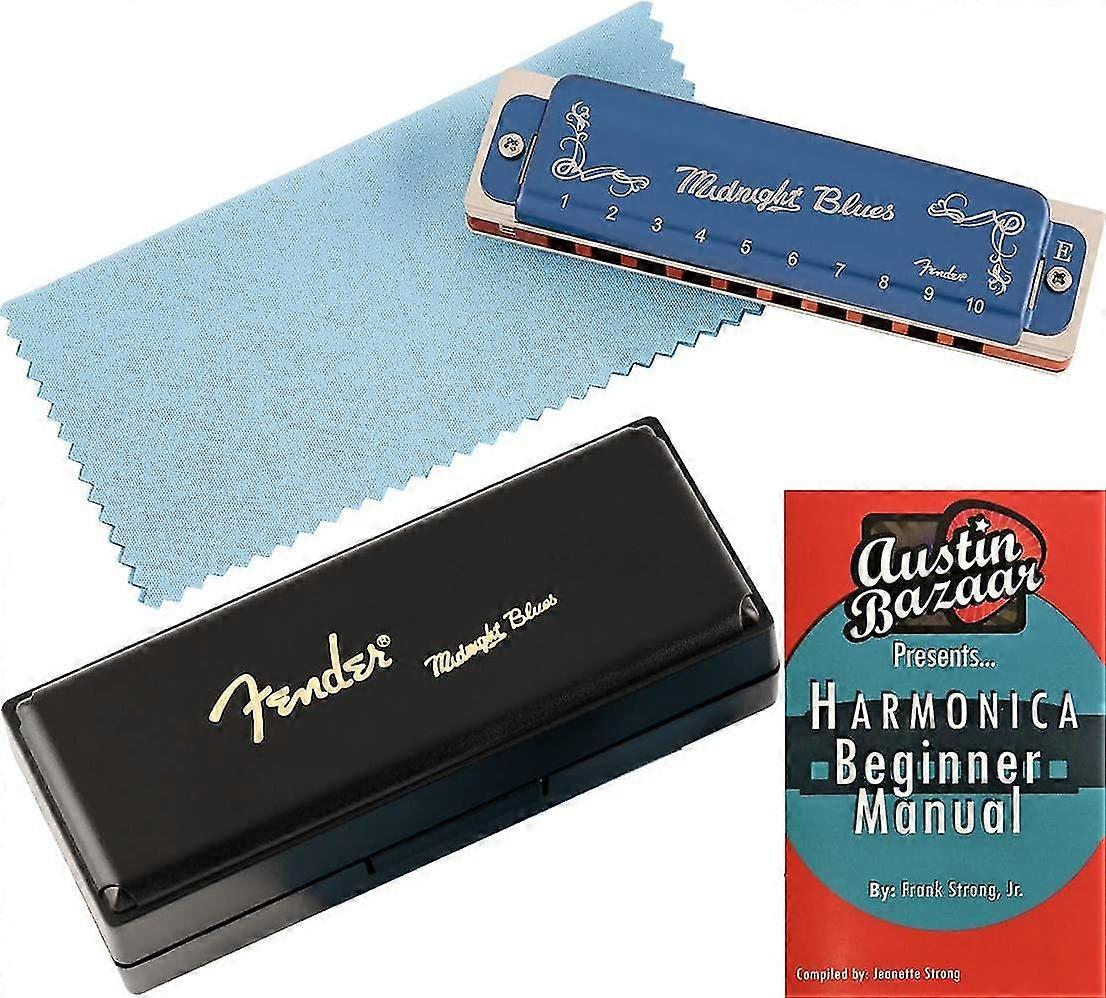 Midnight Blues Harmonica - Key Of E Bundle With Carrying Case And Instructional Book