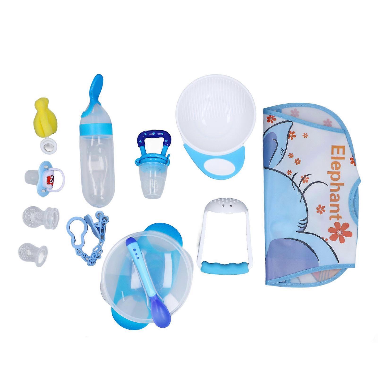 Baby Feeding Tools Set Newborn Baby Bowl and Spoon Set Infant Complementary Food Tools for Boys and Girls Blue